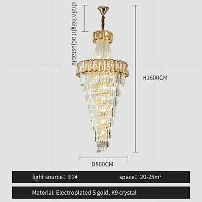 Decorbites™ Elegante Kristall-Leuchter für Duplex-Spiraltreppe und Wohnzimmer