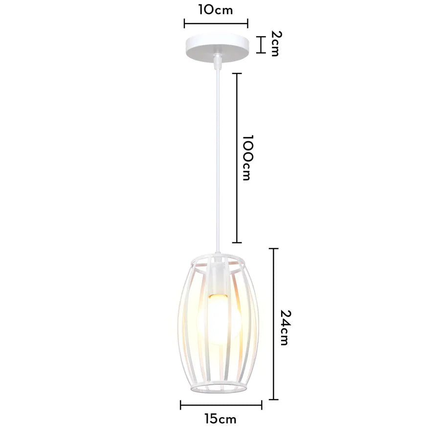 Decorbites™ Industrielles Vintage Weißes Schmiedeeisernes Käfig-Pendant-Licht für Wohnzimmer Schlafzimmer Esszimmer Loft