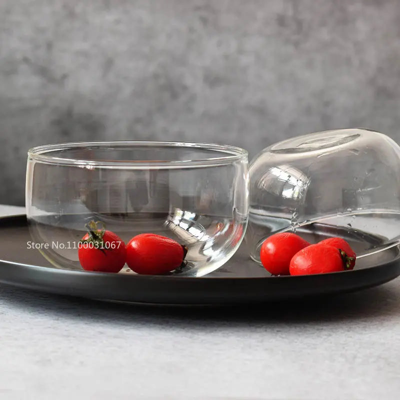 Decorbites™ Glas-Salat-Schüssel-Set - Hochwertiges Borosilikatglas, Lebensmittelaufbewahrung, Lunch-Bento-Box