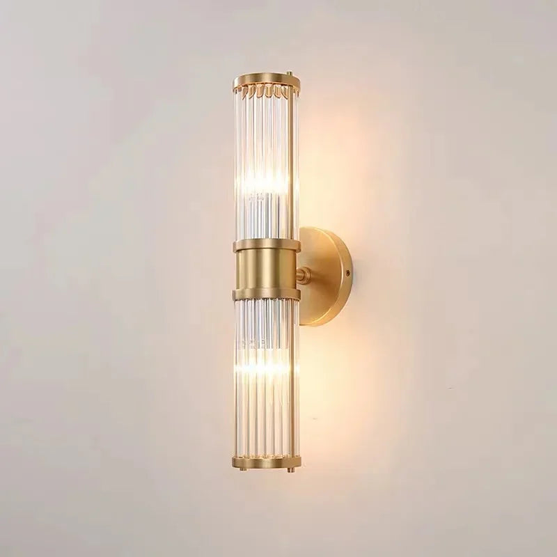 Gold Shimmering Crystal Wall Sconce For Bedroom