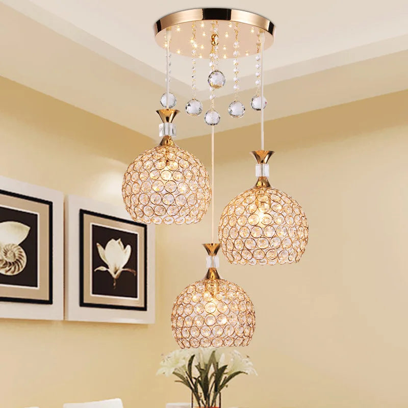 DecorBites™ Crystal Gold Ceiling Chandelier | Modern LED Luxury Lighting for Hall