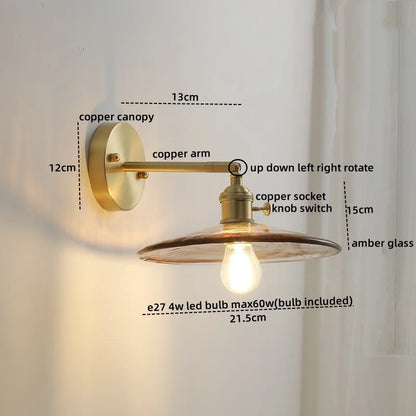 DecorBites™ Glass Copper LED Wall Lamp Sconce for Corridor Bedroom Living Room