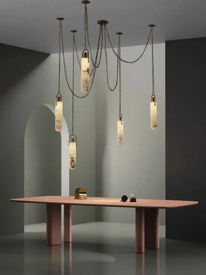 DecorBites™ Gold Chrome LED Chandelier for Dining Room - 2025 Marble Design