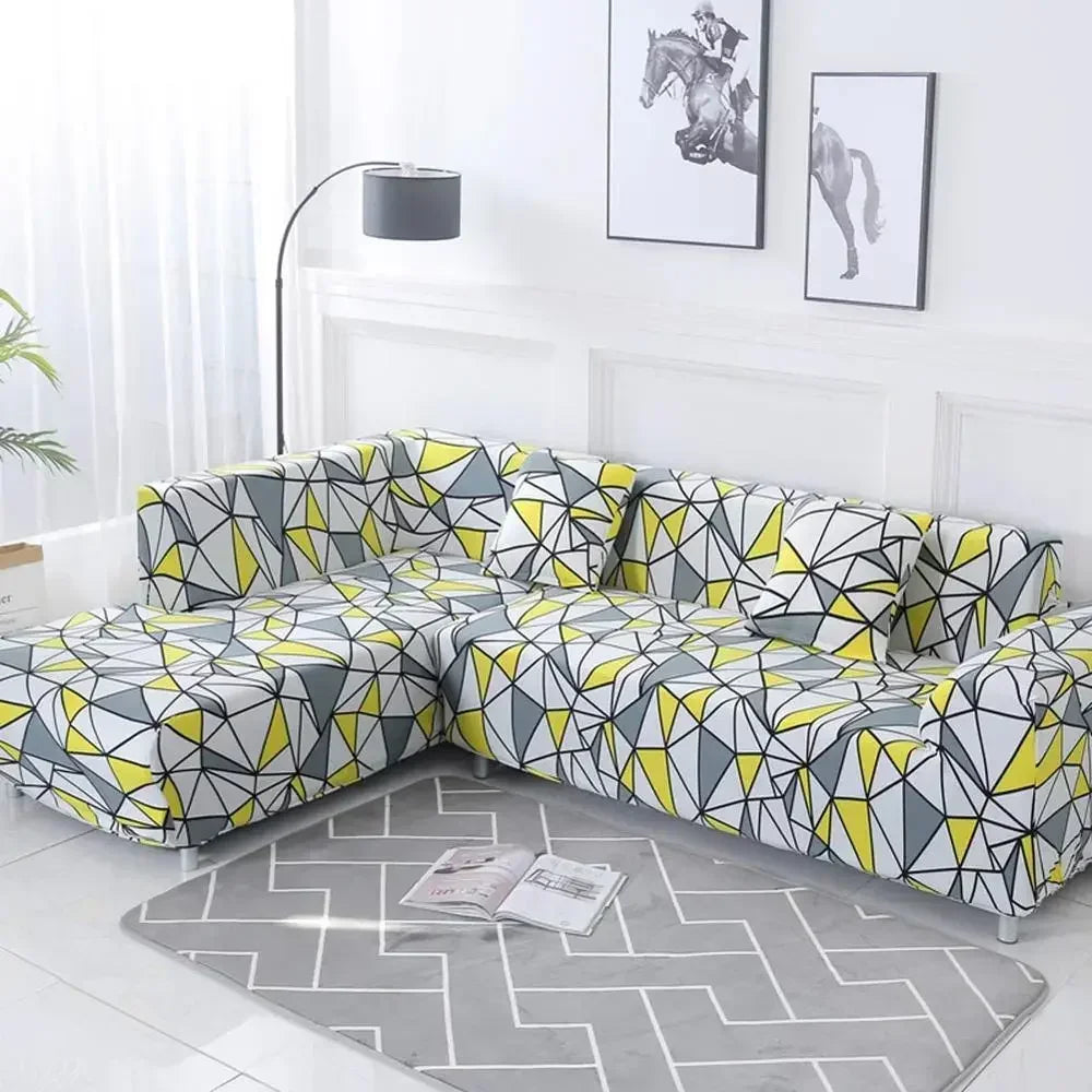 Decorbites™ Geometrische Dehn-Sofabezug Schutzhülle | Couchenschutz | L-förmiger Sofabezug