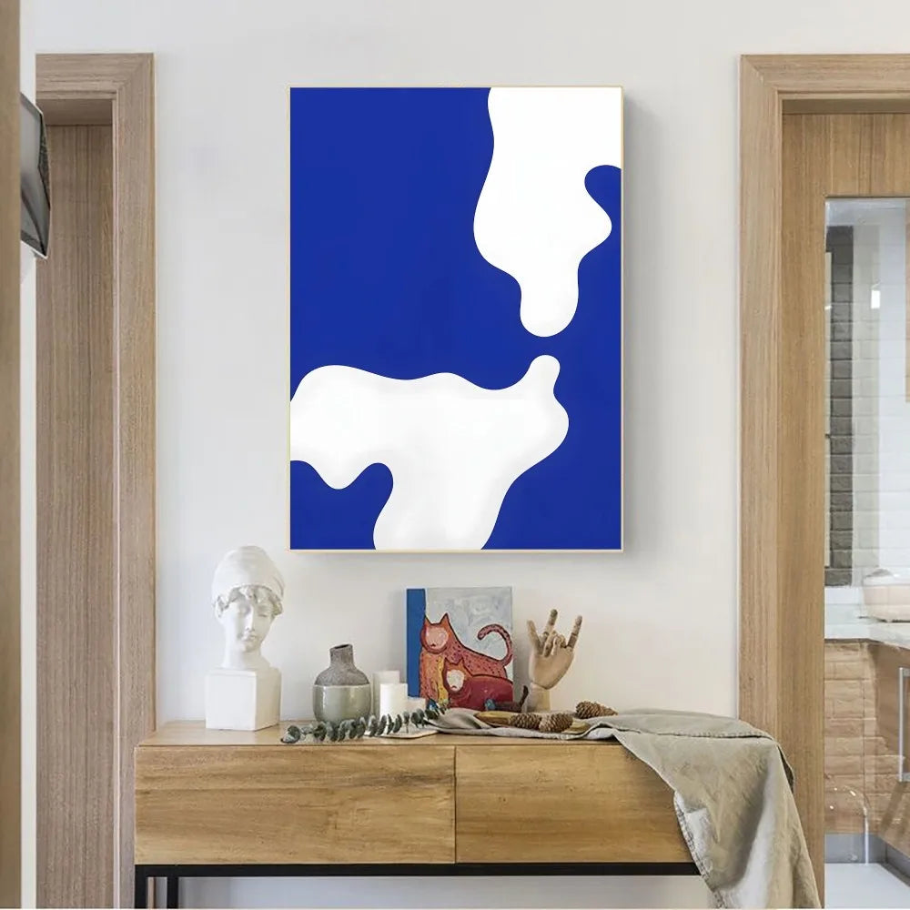 Abstract Klein Blue Simple Poster Wall Art Posters Vintage Canvas Prints Poster for Home Decoration Living Room Bedroom Decor