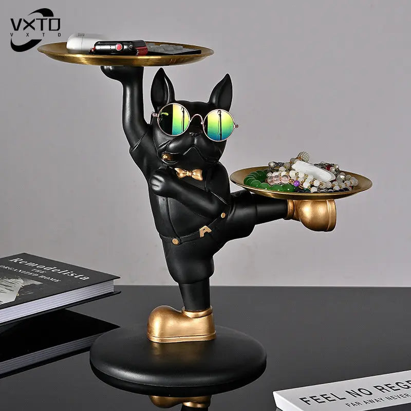 Decorbites™ Französischer Bulldogge Butler Dekoration: Hunde-Statue, Aufbewahrungsbox, Wohnungsornament Geschenk