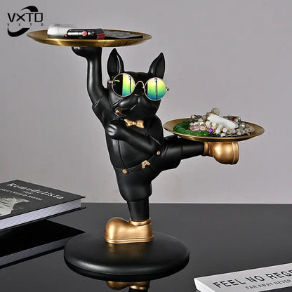 Decorbites™ Französischer Bulldogge Butler Dekoration: Hunde-Statue, Aufbewahrungsbox, Wohnungsornament Geschenk