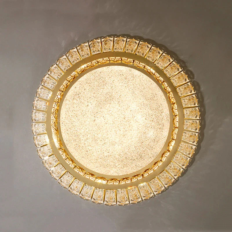 Decorbites™ Gold Kristall-Deckenleuchte: Nordisch Moderne Runde Leuchte für Schlafzimmer und Restaurant