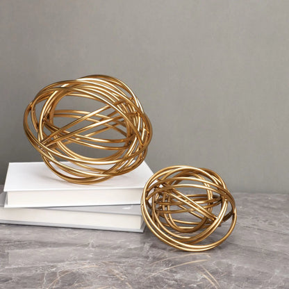 DecorBites™ Geometric Golden Thread Metal Balls Decorative Figurines