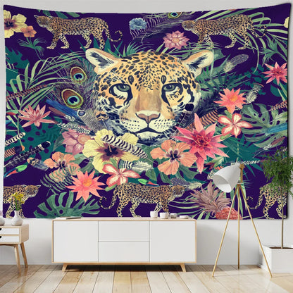 DecorBites™ Enchanted Forest Tapestry: Animals, Flowers, Moon - Home Decor