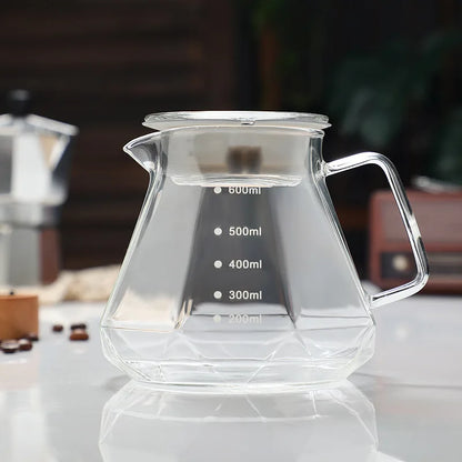 Decorbites™ Glas-Kaffeekanne Oktaedrischer Topf für Tee/Kaffee, 400/600 ml Wiederverwendbares Kaffeegeschirr