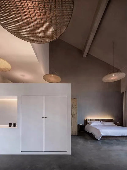 Japanisches Retro-Bambus-Handgefertigtes Restaurant-Pendant-Licht im Wabi-Sabi-Stil für Hotel-Bankettsäle, Unterkünfte und Teeräume