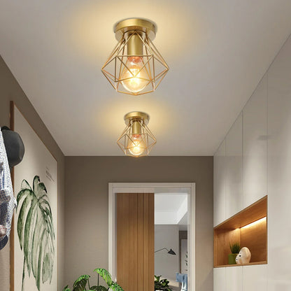 DecorBites™ Gold Iron Cage Ceiling Light Modern Nordic Decor Retro Loft Fixture E27