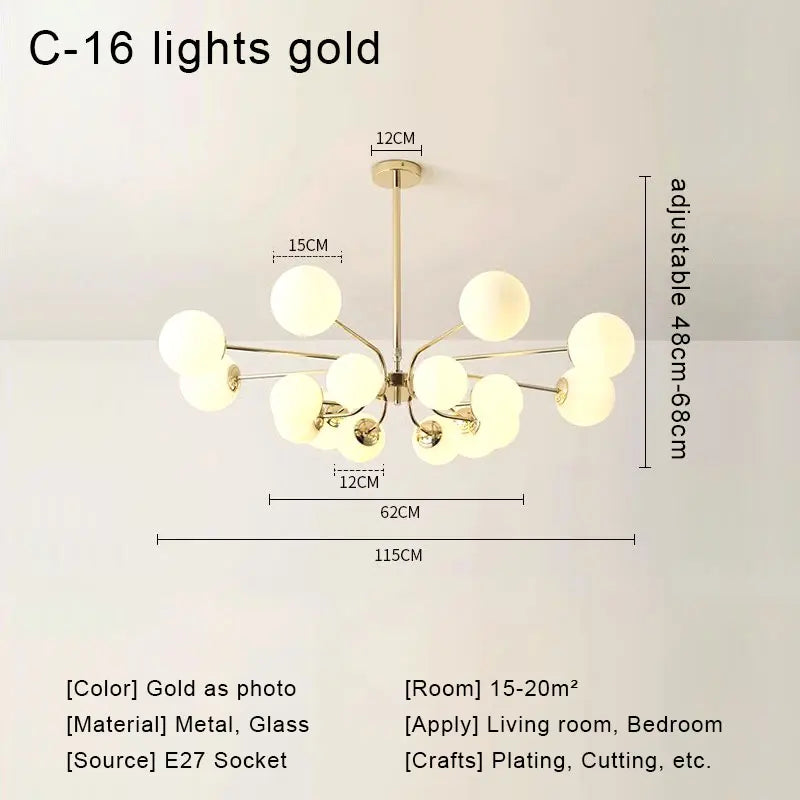 Decorbites™ Glas-Kugeln-LED-Deckenleuchter für modernes Wohnzimmer und Schlafzimmer