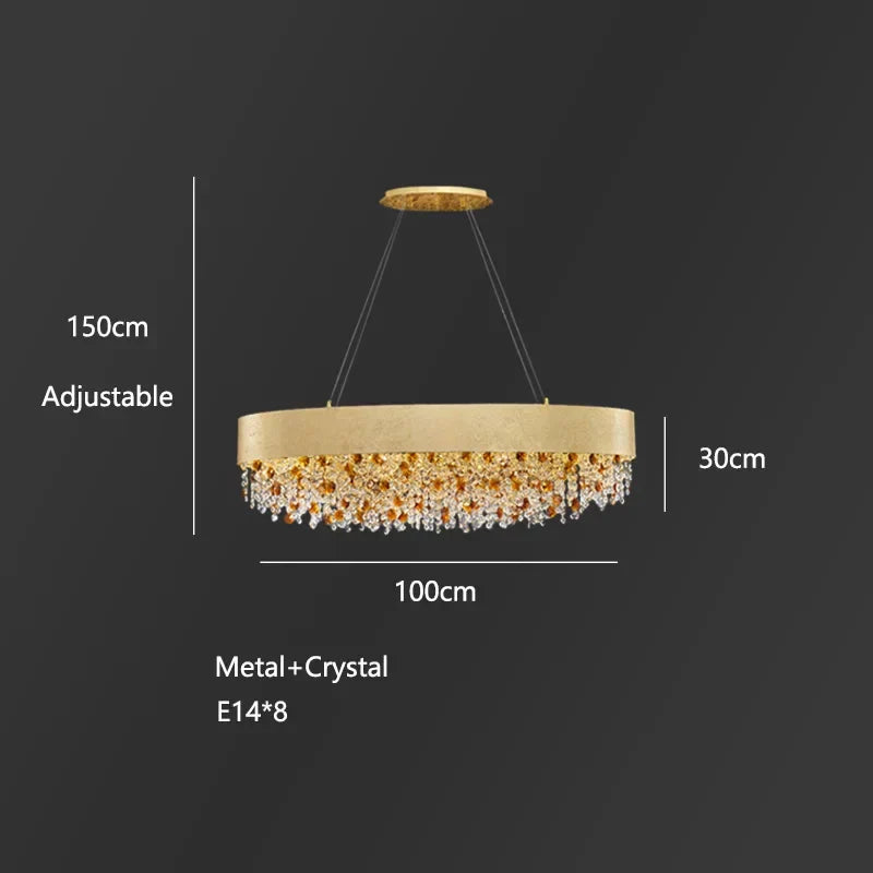 Decorbites™ Rundes Kristall-Leuchter-Pendant-Lampe für Wohnzimmer, Hotelfoyer, Kücheninsel