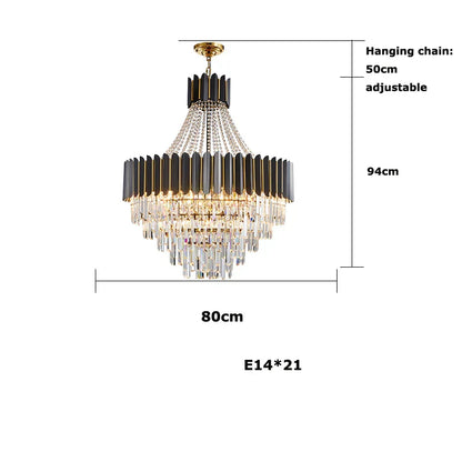 Decorbites™ Kristall-LED-Kronleuchter in Schwarz-Gold-Finish für das Esszimmer