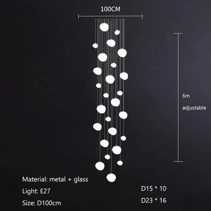 Decorbites™ Gregg Glass Hängeleuchte - Weiße LED-Kieselstein-Pendelleuchte für Villentreppen & Geschäfte