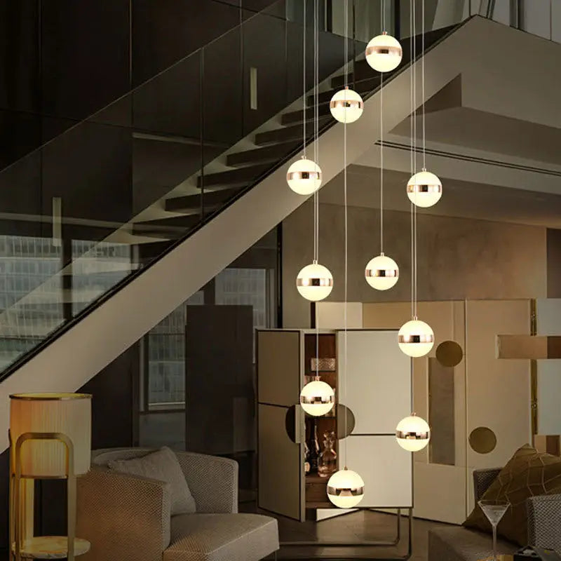 Gold Acrylic Staircase Chandelier