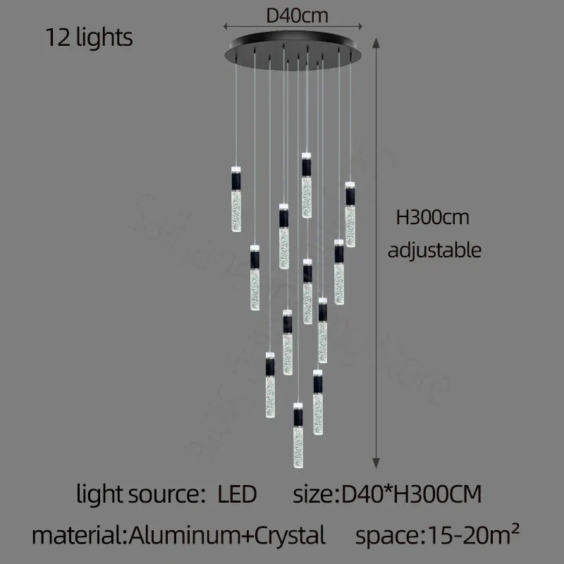 Decorbites™ Zylinder-Kristall-Lüster: Moderne Villa-Wohnzimmerlampe für stilvolle Interieurs.