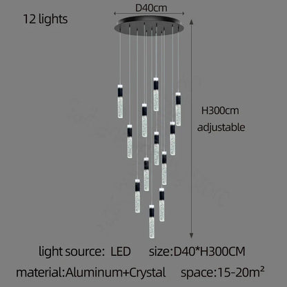 Decorbites™ Zylinder-Kristall-Lüster: Moderne Villa-Wohnzimmerlampe für stilvolle Interieurs.