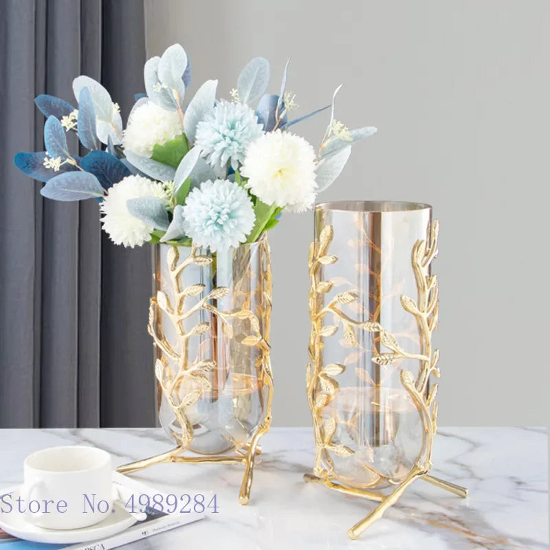 Gold Frame Glass Vase