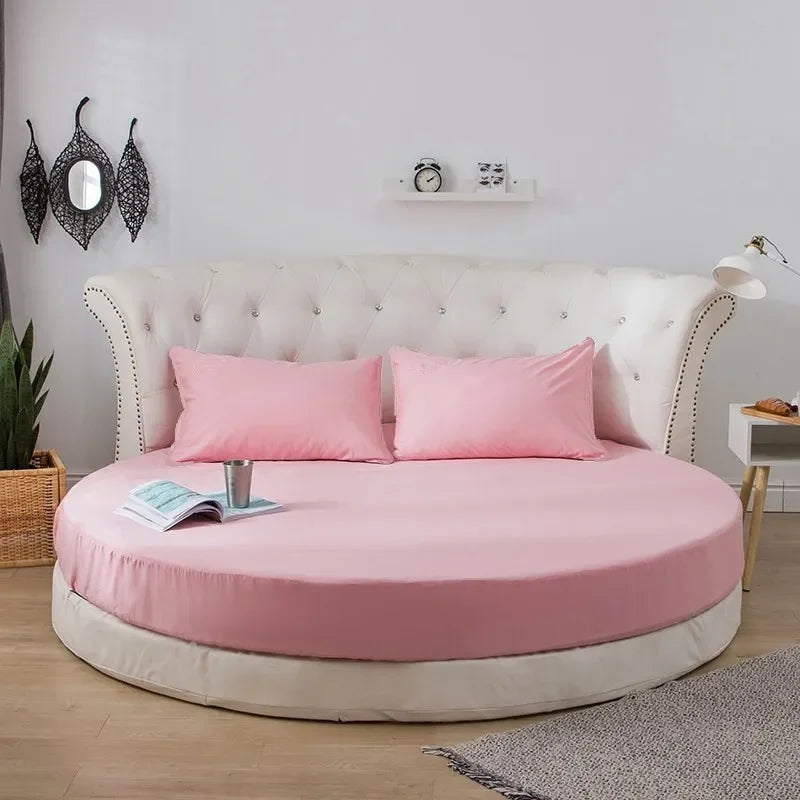 DecorBites™ Cotton Round Bed Sheet Set with Elastic Band, Soft & Skin-Friendly Fitted Sheets