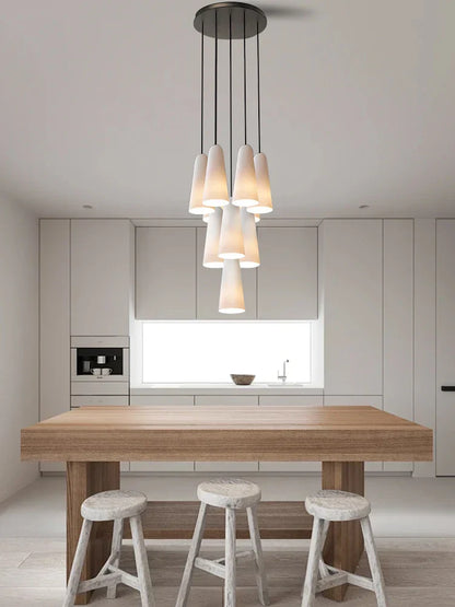 Decorbites™ Elegante weiße Glasbecher-Kronleuchter für luxuriöses Wohnzimmer