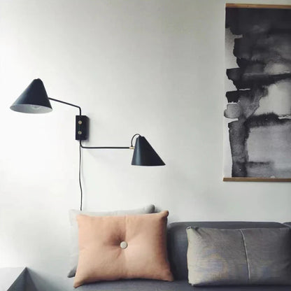Decorbites™ Industrielle Vintage Wandlampe Schwingarm Verstellbar E27 Schwarz Wohnzimmer