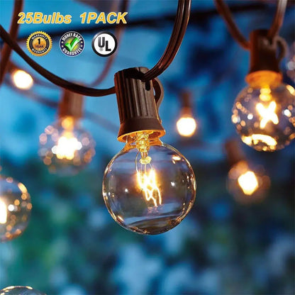 Decorbites™ G40 Edison-Glasglühbirnen-Lichterkette - 25FT Wasserdichte Außenpatio-Feenkugeln