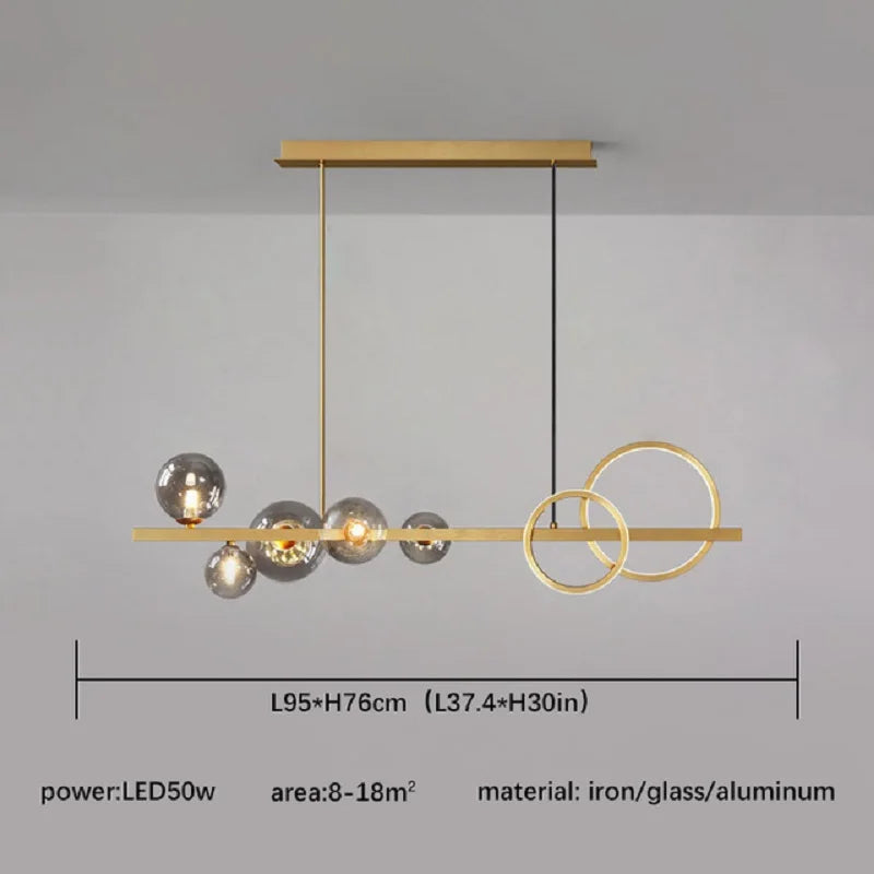 DecorBites™ Glass Ball Gold Black LED Chandelier for Kitchen Dining Room Table