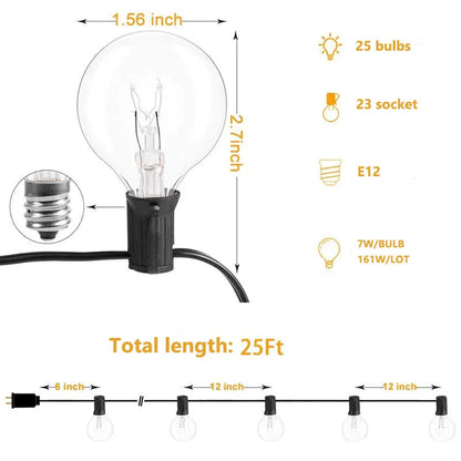 Decorbites™ G40 Edison-Glasglühbirnen-Lichterkette - 25FT Wasserdichte Außenpatio-Feenkugeln