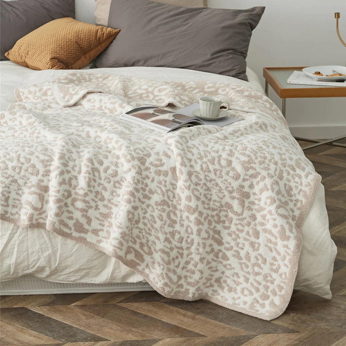 Decorbites™ Kuscheliges Leopard-Muster-Gestricktes Decke - Winter Kunstpelz-Mikrofaser-Wurfdecke