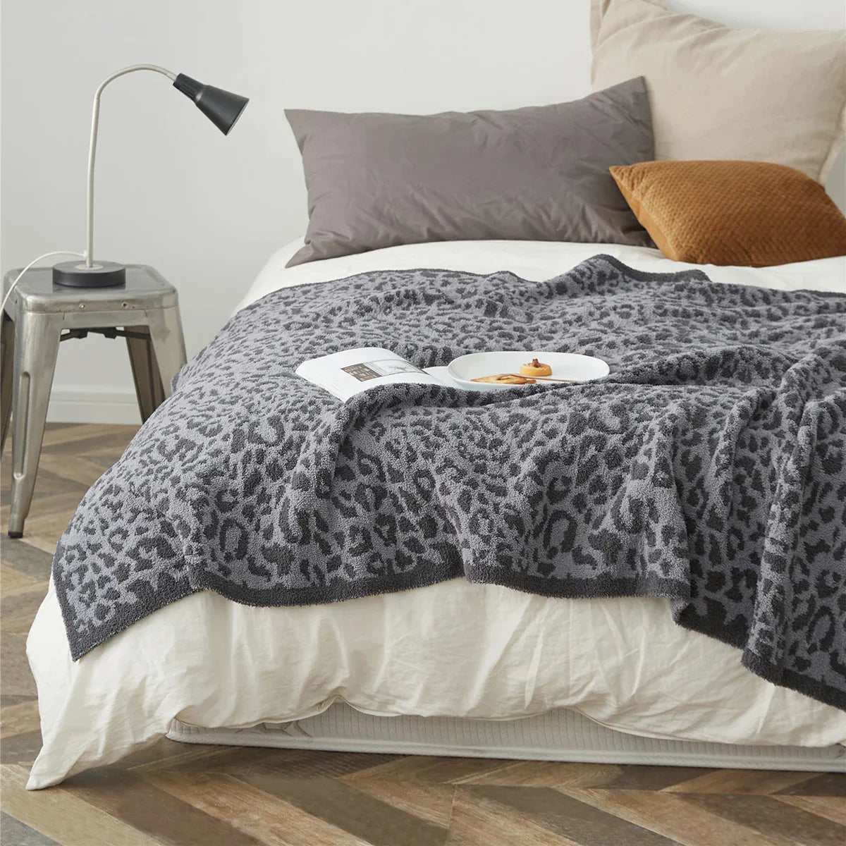 Decorbites™ Kuscheliges Leopard-Muster-Gestricktes Decke - Winter Kunstpelz-Mikrofaser-Wurfdecke