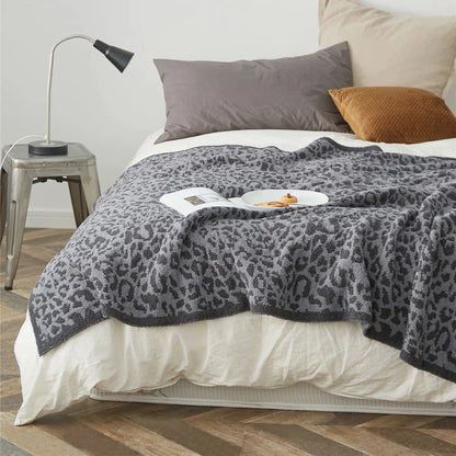Decorbites™ Kuscheliges Leopard-Muster-Gestricktes Decke - Winter Kunstpelz-Mikrofaser-Wurfdecke