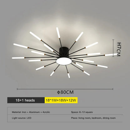 DecorBites™ LED Fireworks Chandelier: Modern Ceiling Lamp for Home Decor, Black Kitchen Lighting Fixtures