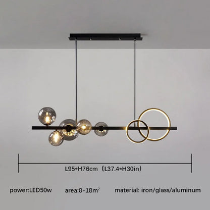 DecorBites™ Glass Ball Gold Black LED Chandelier for Kitchen Dining Room Table