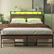 Queen-Size-Bettgestell mit LED-Beleuchtung und Ladestation