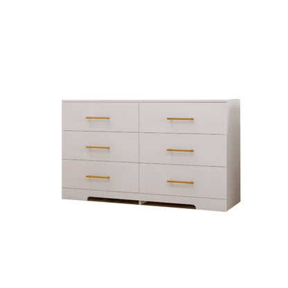 Weiße große Kommode mit 6 Schubladen und goldenem Griff