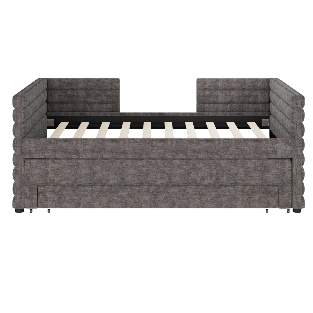 Beige Chenille Daybed Trundle