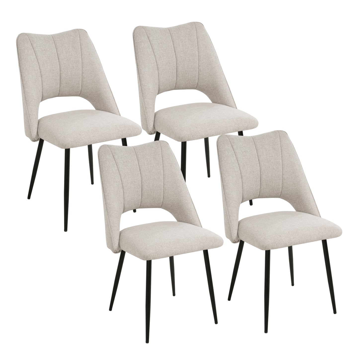4-Stuhl-Set Kombination, modern und schlicht, mit hoch belastbarem Füllmaterial, Metallbeine, verstellbare Füße, geeignet für Küchen und Esszimmer, Beige