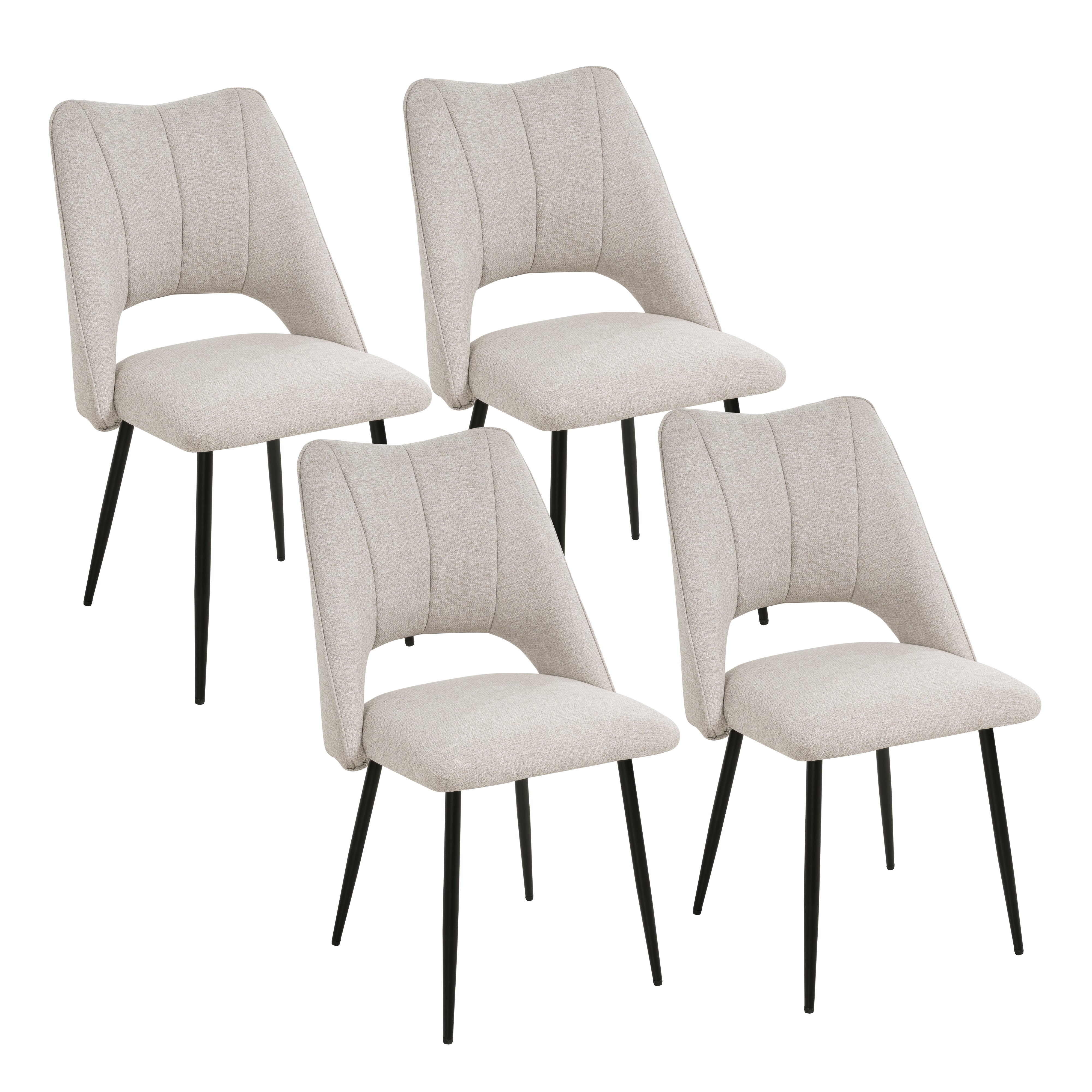 4-Stuhl-Set Kombination, modern und schlicht, mit hoch belastbarem Füllmaterial, Metallbeine, verstellbare Füße, geeignet für Küchen und Esszimmer, Beige