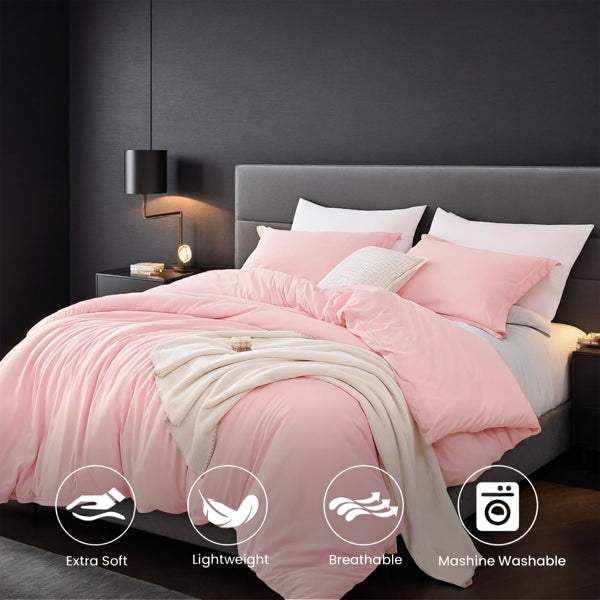 Rosa Extra Große Bettbezug-Set Aus Premium Farbechtern Stoff Gefertigt, Der Atmungsaktiv, Ausbleichfest Und Luxuriös Weich Ist. Mit Modernem Luxus-Hotel-Design Geeignet Für Alle Jahreszeiten. Perfekt Für