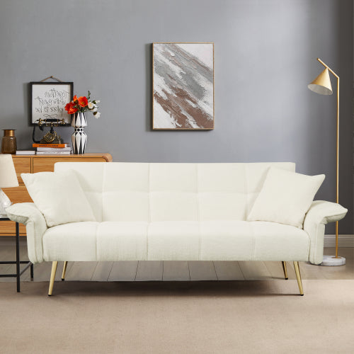 70,1 Zoll Futon-Sofabett, Umwandelbares Doppelsofabett mit Klappbaren Armlehnen für Wohnzimmer und kleine Räume