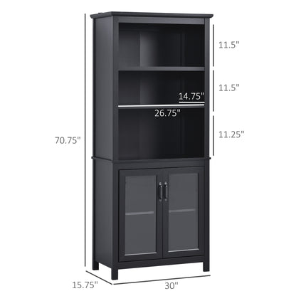 71" Bücherregal-Aufbewahrungstisch mit verstellbaren Regalen und Türen für das Home Office