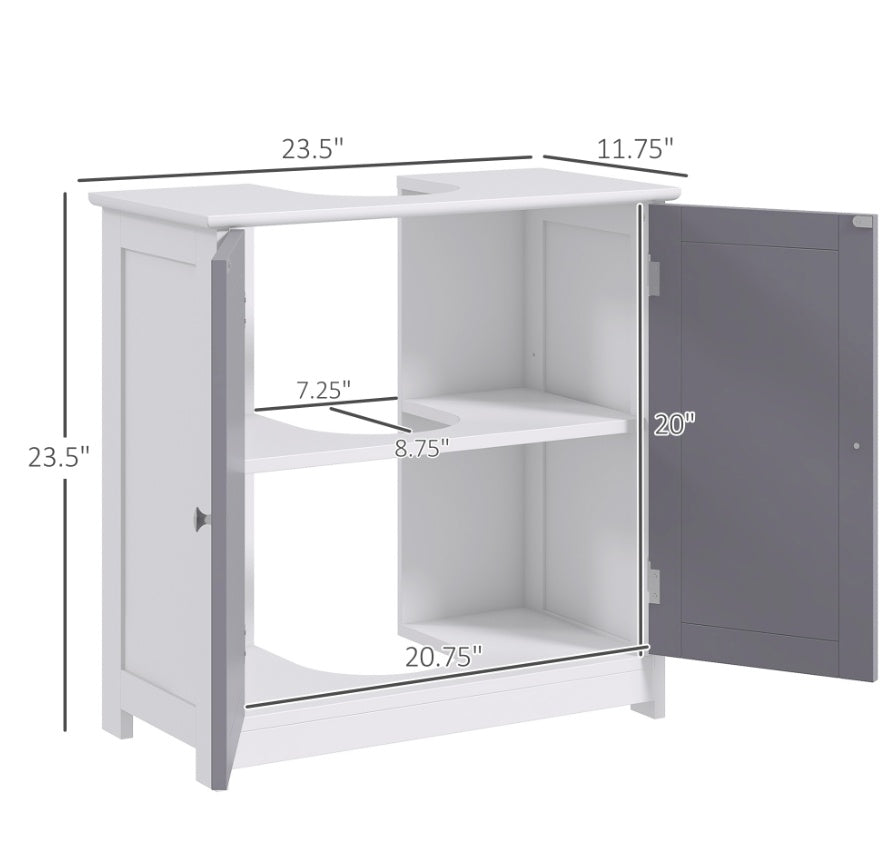 White Gray Vanity Cabinet