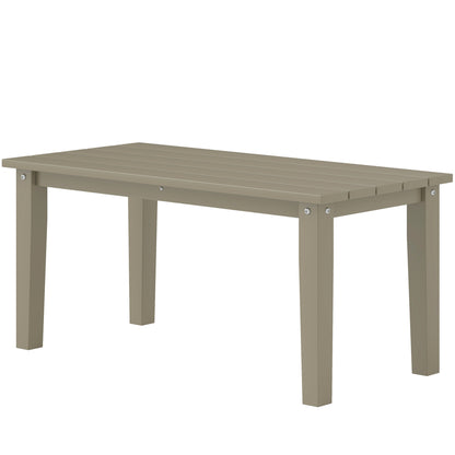Rechteckiger Außentisch für Kaffee, HDPE Allwetter-Außentisch für Terrasse mit lamellenförmiger Tischplatte für Garten, Balkon, Braun