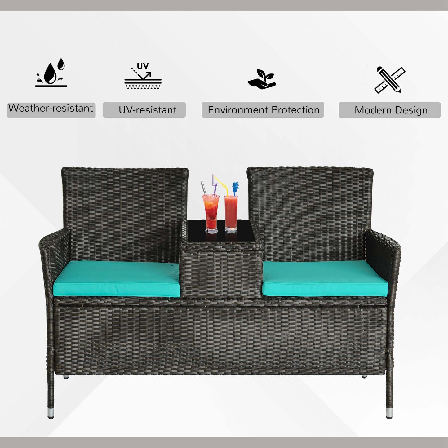 Outdoor-Patio-Loveseat-Gesprächsmöbel-Set