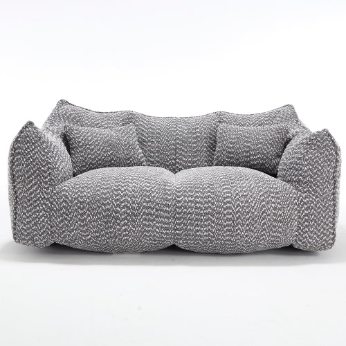 Komprimierter Plüsch-Sitzsack-Sofa-Couch – Mit Hochresilienz-Schaum gefüllt, ultra-weicher Bouclé-Liegestuhl für eine oder zwei Personen, gemütliche Sitzmöglichkeit im Wohnzimmer zum Lesen, Spielen und Entspannen, platzsparend vakuumverpackt
