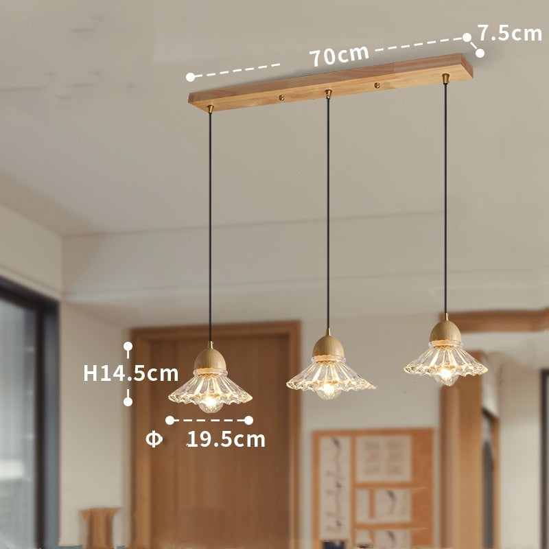 Massivholz-Glas-Dreiköpfiges Restaurant-Nordisch-Modernes-Minimalistisches Kronleuchter