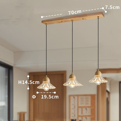 Massivholz-Glas-Dreiköpfiges Restaurant-Nordisch-Modernes-Minimalistisches Kronleuchter